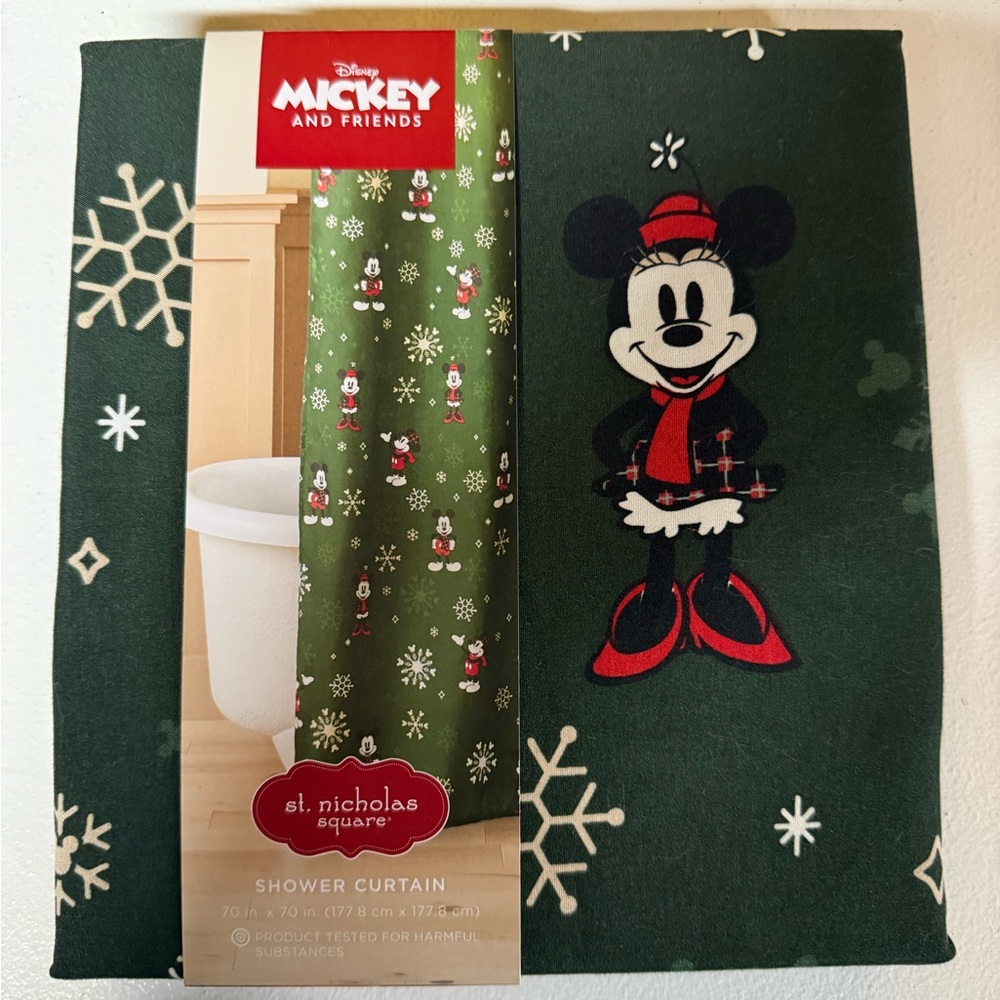 NWT. ST. NICHOLAS SQUARE Disney Mickey and Minnie Shower Curtain